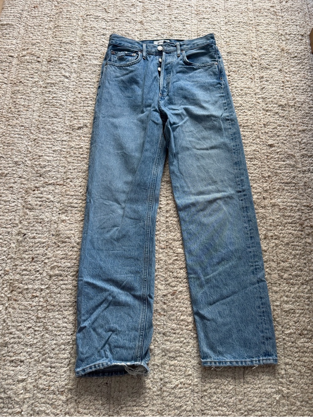 Agolde Light Blue High-Rise Straight Leg Denim Jeans